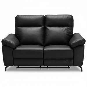 Furnhouse 2-zitsbank Selesta – Zwart – Leer, PVC – 96x162x101