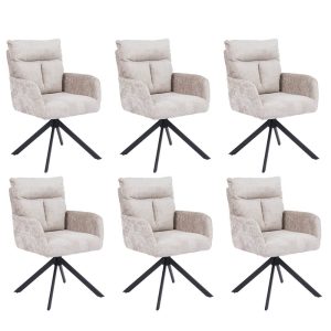 Home Deluxe ALUNA chenille eetkamerstoel met armleuningen – set van 6