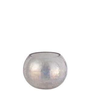 J-Line windlicht Bol Craquelé Parel Effect – glas – paars – medium