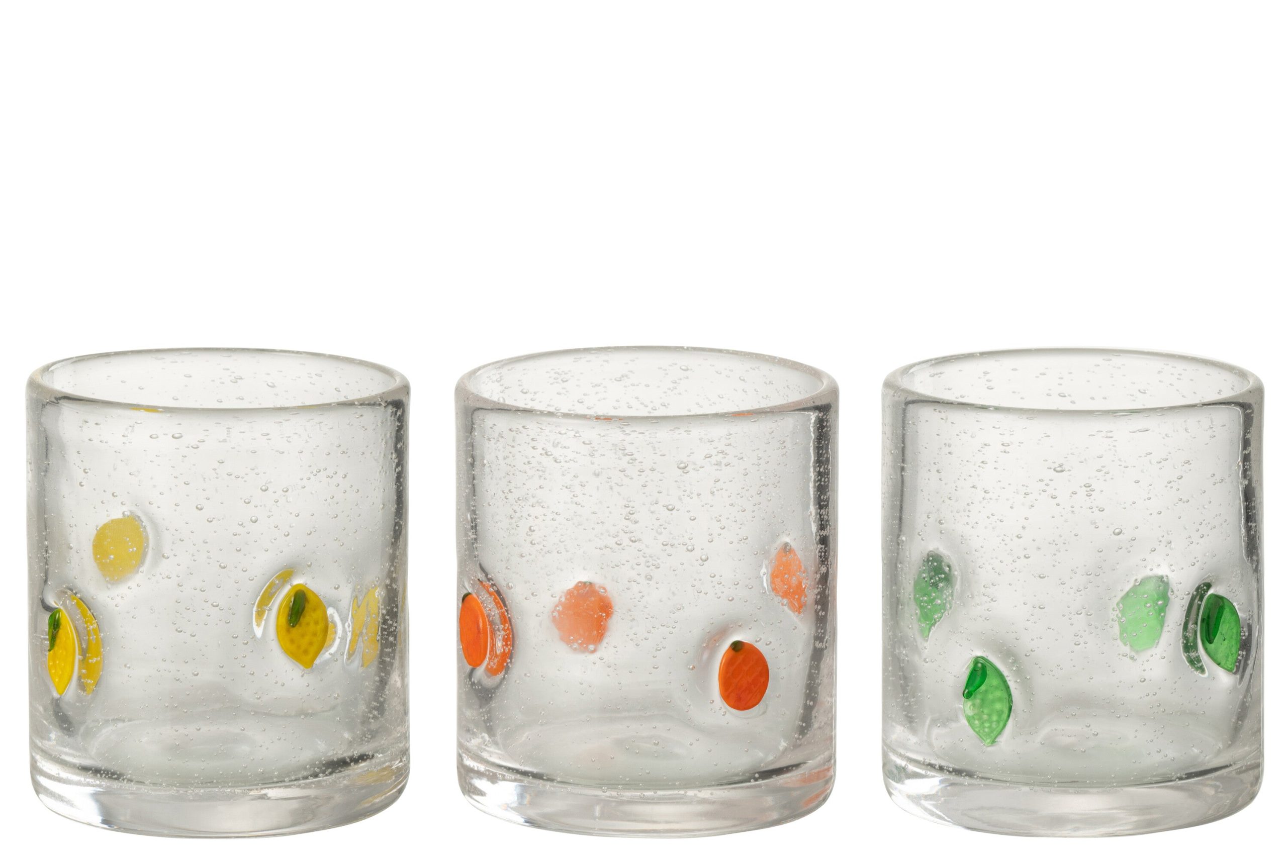 J-Line glas Citrus Fruit - glas - mix - small - 3 stuks