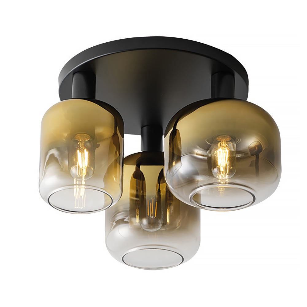 Freelight plafondlamp Vario - 3 lichts - 45 x 30 cm - zwart- goud