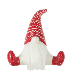 J-Line figuur Kerstman Zittend – keramiek – rood/wit – large J-Line figuur Kerstman Zittend – keramiek – rood/wit – large