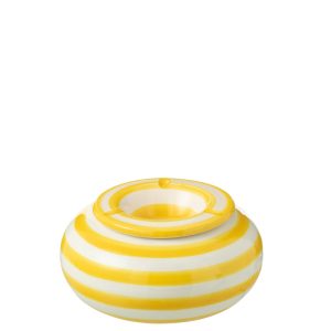 J-Line asbak Granada Stripes – keramiek – wit/geel – large J-Line asbak Granada Stripes – keramiek – wit/geel – large