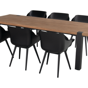 Hartman Dining Tuinset Esmee – Naturel/Zwart Teakhout – 200x100x77cm