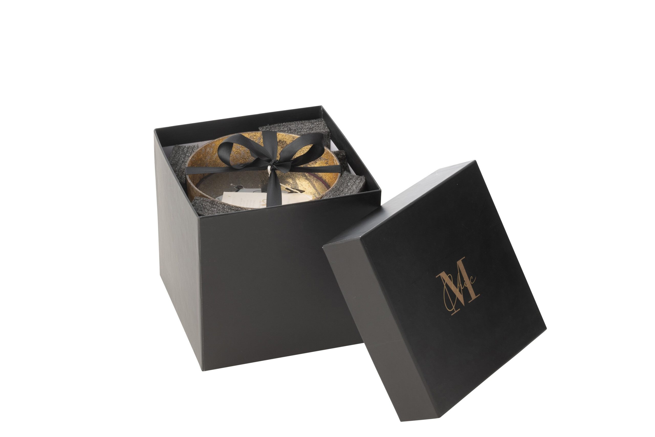 J-Line geurkaars M-Chic - Oud & Amber - glas - goud/zwart - medium - 8