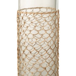 J-Line vaas Breiwerk – glas/riet – transparant – large – 42.5 cm hoog J-Line vaas Breiwerk – glas/riet – transparant – large – 42.5 cm hoog