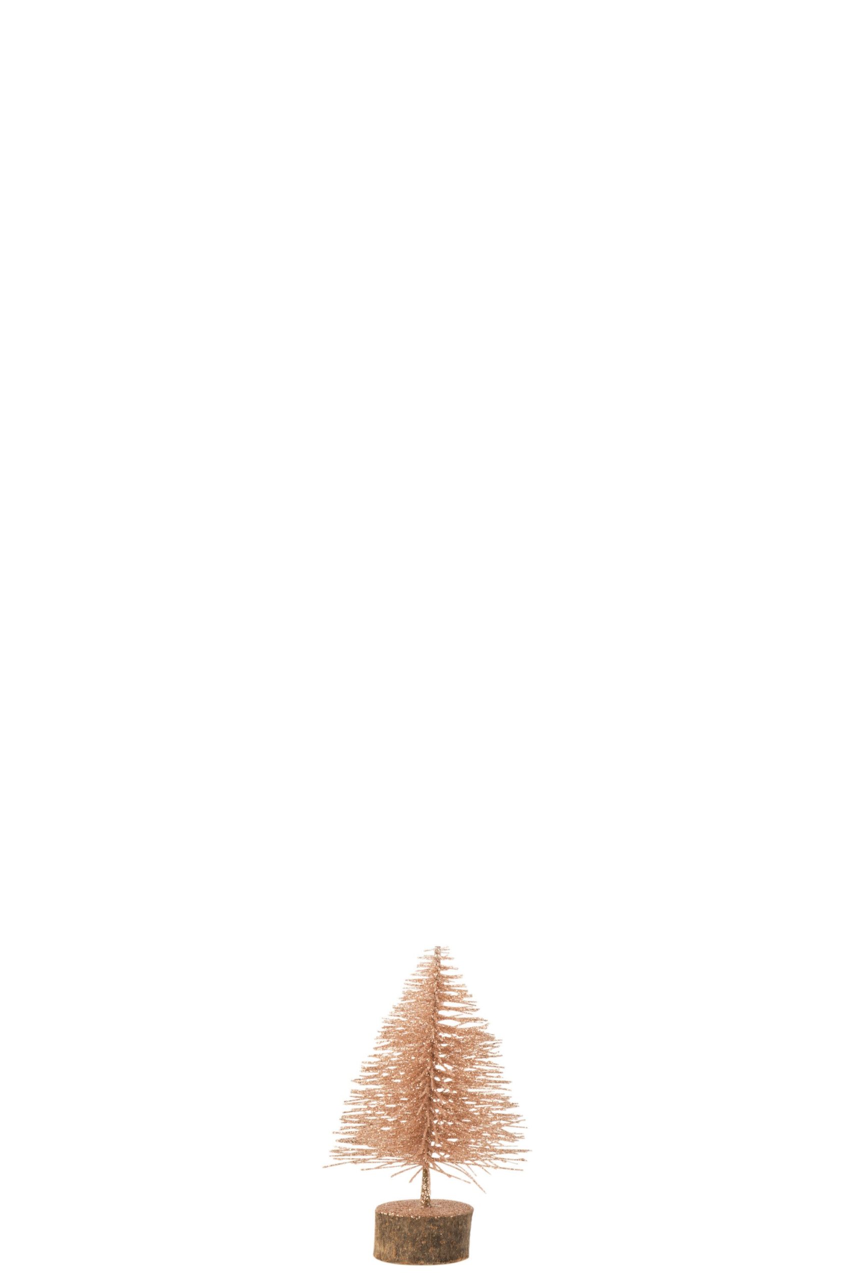 J-Line decoratie Kerstboom - kunststof - roze - extra small - 3 stuks