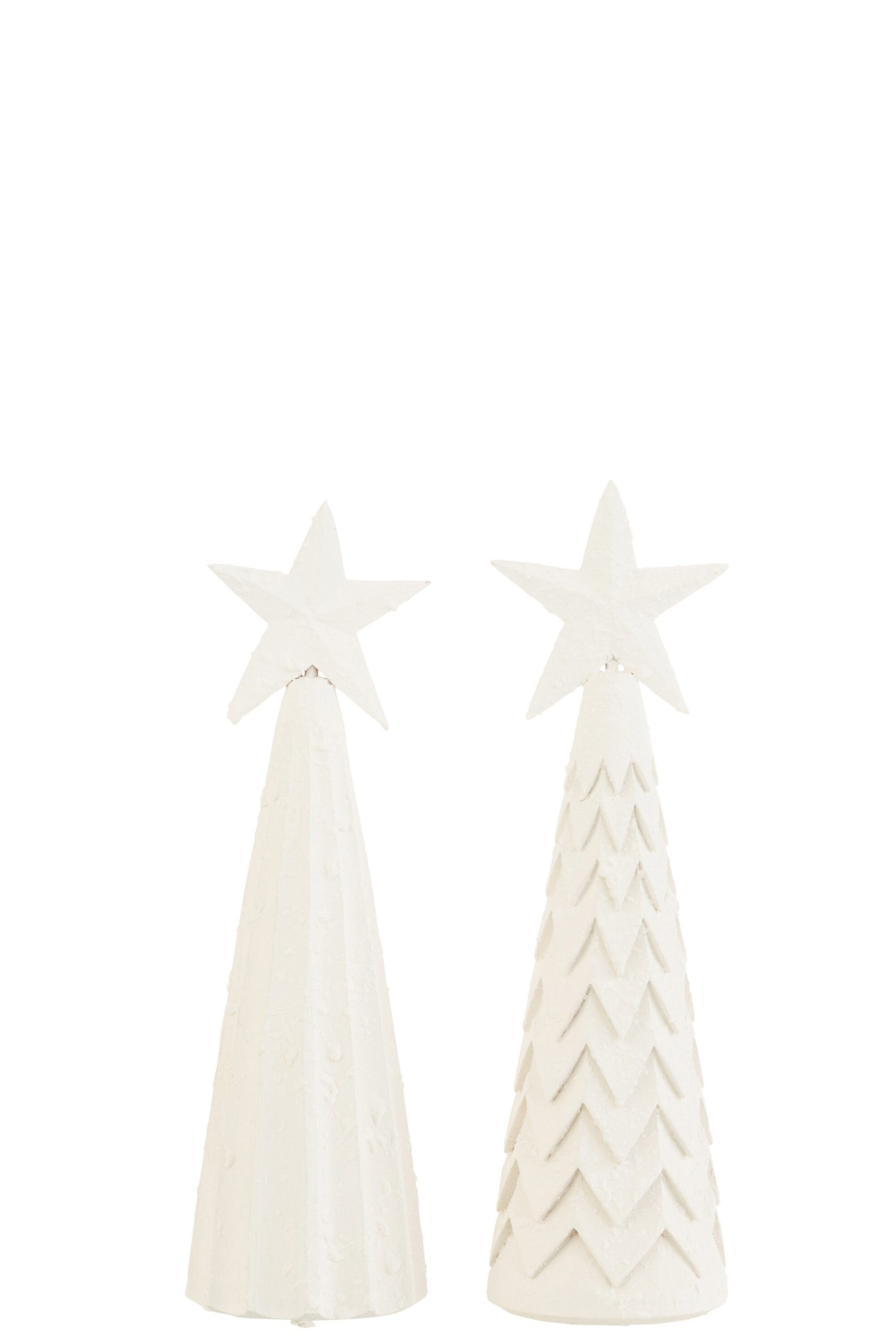 J-Line decoratie Kerstboom - hout - wit - large - 2 stuks
