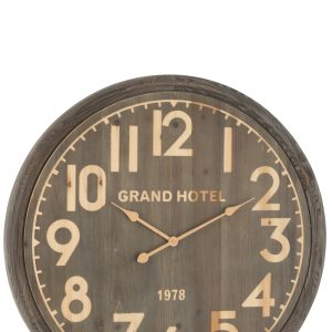 J-Line klok Grand Hotel – hout – naturel – large – Ø 79.5 cm J-Line klok Grand Hotel – hout – naturel – large – Ø 79.5 cm