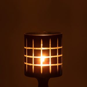 J-Line theelichthouder op voet Geruit – glas – zwart
