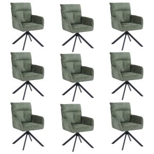 Home Deluxe ALUNA chenille eetkamerstoel met armleuningen – set van 9
