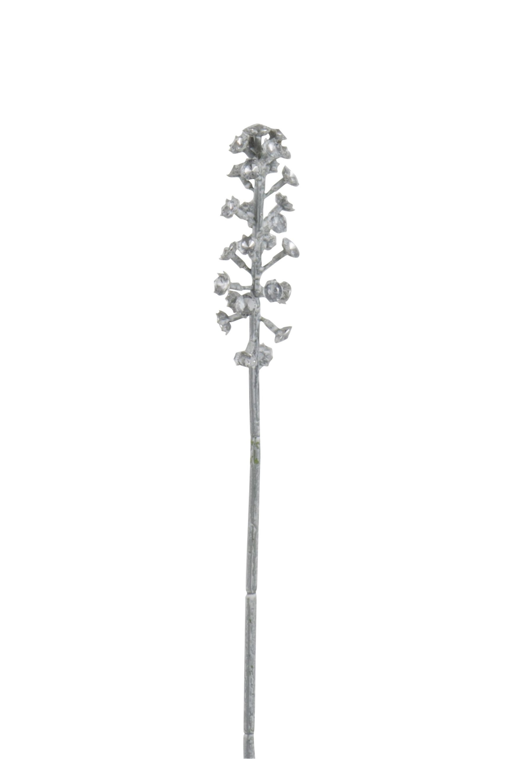 J-Line decoratie tak Strass - kunststof - blinkend zilver - small - 12