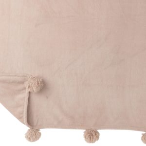 J-Line plaid Pompom – polyester – donkerbeige – 170 x 130 cm J-Line plaid Pompom – polyester – donkerbeige – 170 x 130 cm