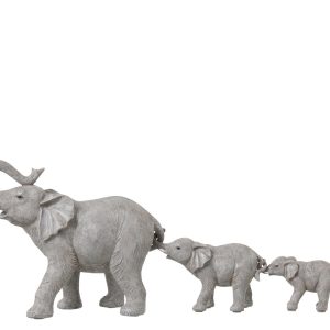J-Line figuur 3 Olifanten – polyresin – grijs