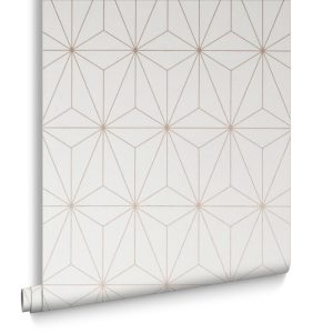 Graham & Brown Vliesbehang – Prism White Rose Gold – 10mx53cm