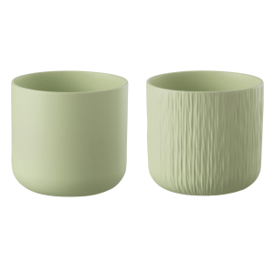 J-Line bloempot Gen – keramiek – pistache – small – 2 stuks – Ø 13.5 c