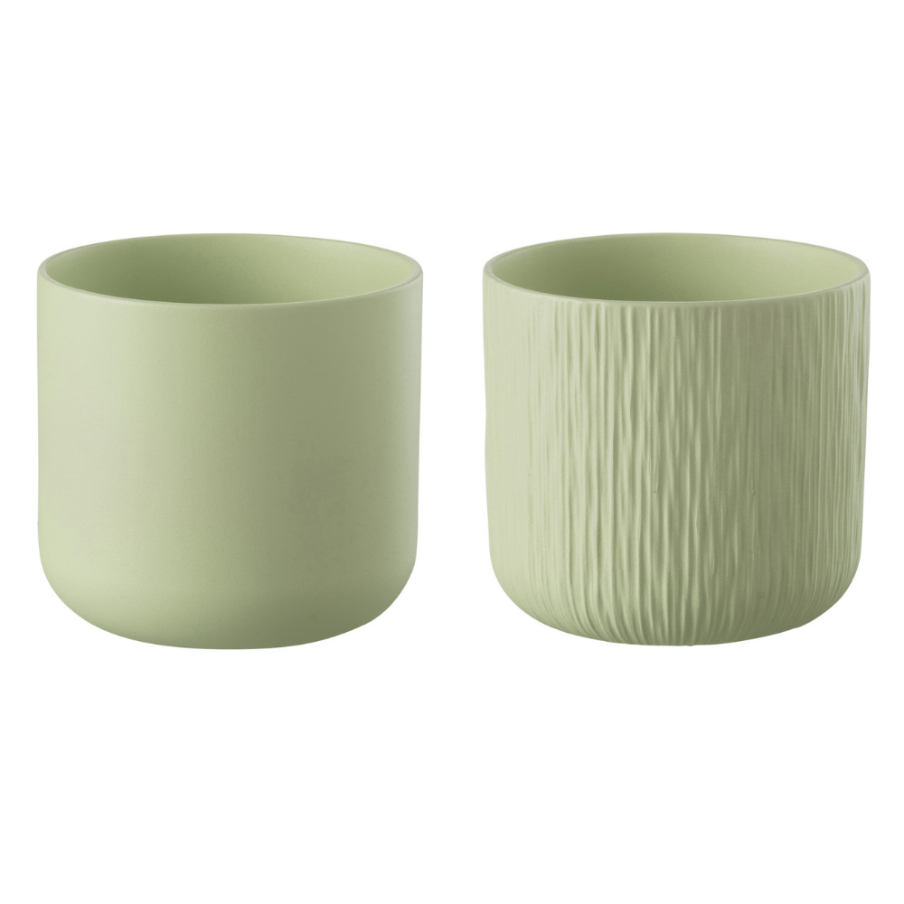 J-Line bloempot Gen - keramiek - pistache - small - 2 stuks - Ø 13.5 c