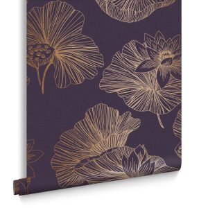 Graham & Brown Vliesbehang – Lotus Plum – 10mx53cm