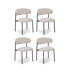 Furnhouse eetkamerstoel Diana – Crème wit – Stof (Bouclé) – Set van 4