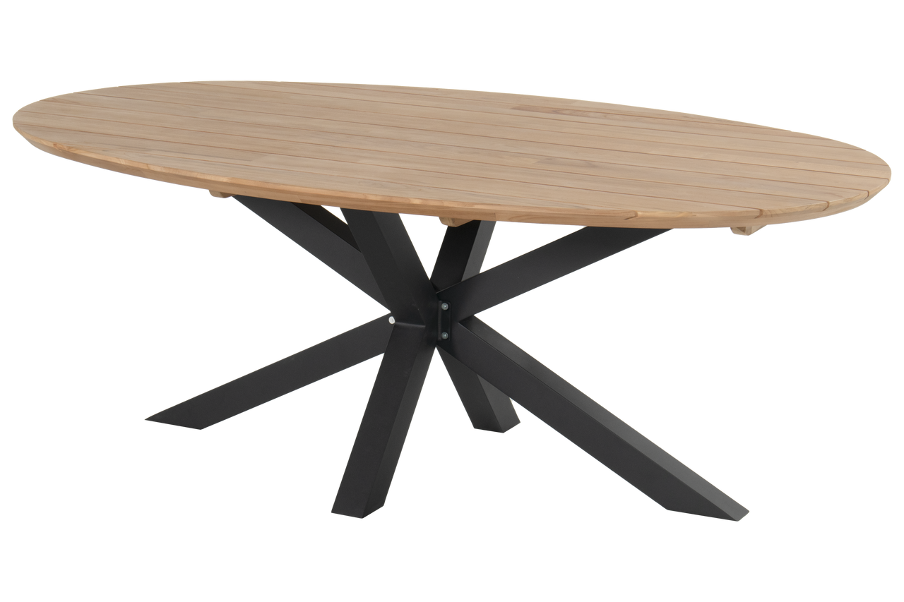 Hartman Tuintafel Stephanie - Naturel/Zwart Hout - 200x120x76cm