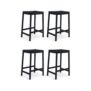 Furnhouse barkruk Ida – Zwart – Papiergaren – Set van 4