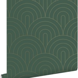ESTAhome behang art deco motief smaragd groen – 53 cm x 10.05 m – 1397