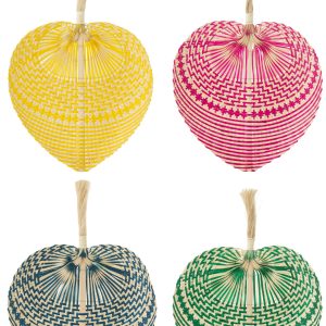 J-Line wanddecoratie Waaier Geweven – bamboe – mix – large – 4 stuks