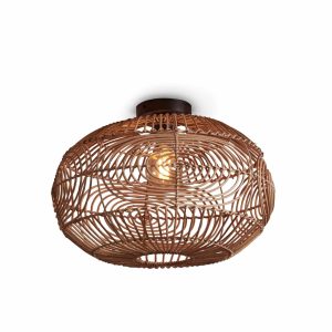 GOOD&MOJO plafonnière Madeira – bruin – Ø48cm GOOD&MOJO plafonnière Madeira – bruin – Ø48cm