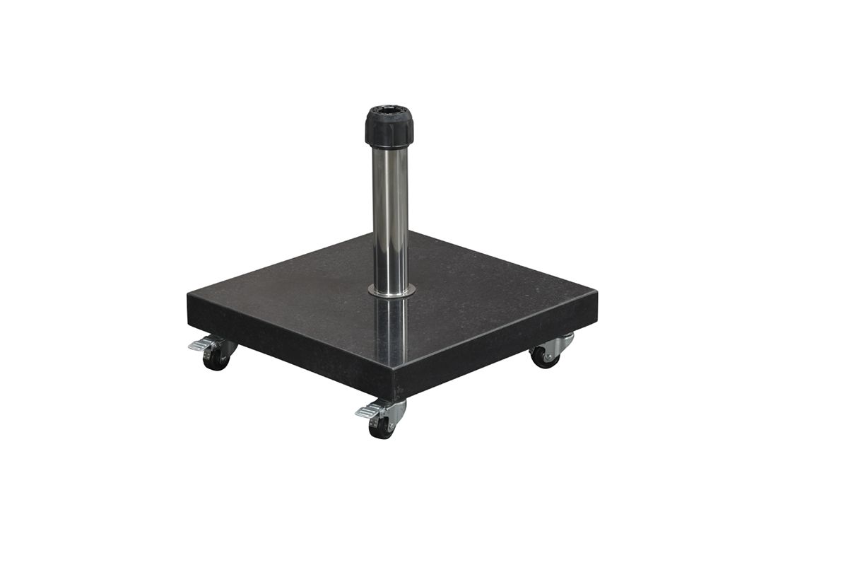Eureka granieten parasolvoet - 40 kg - zwart gepolijst - verrijdbaar