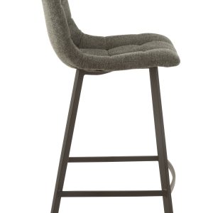 J-Line barstoel Stephane – textiel/metaal – donkergrijs – 2 stuks