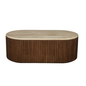 Giga Meubel Salontafel Sven Ovaal – Travertin/Hout – Bruin – 120x60x40 Giga Meubel Salontafel Sven Ovaal – Travertin/Hout – Bruin – 120x60x40