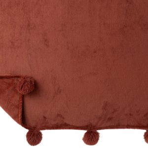 J-Line plaid Pompom – polyester – marsala rood – 170 x 130 cm J-Line plaid Pompom – polyester – marsala rood – 170 x 130 cm