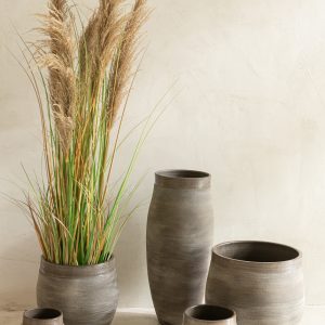 J-Line bloempot Gio – keramiek – bruin – small – Ø 19 cm