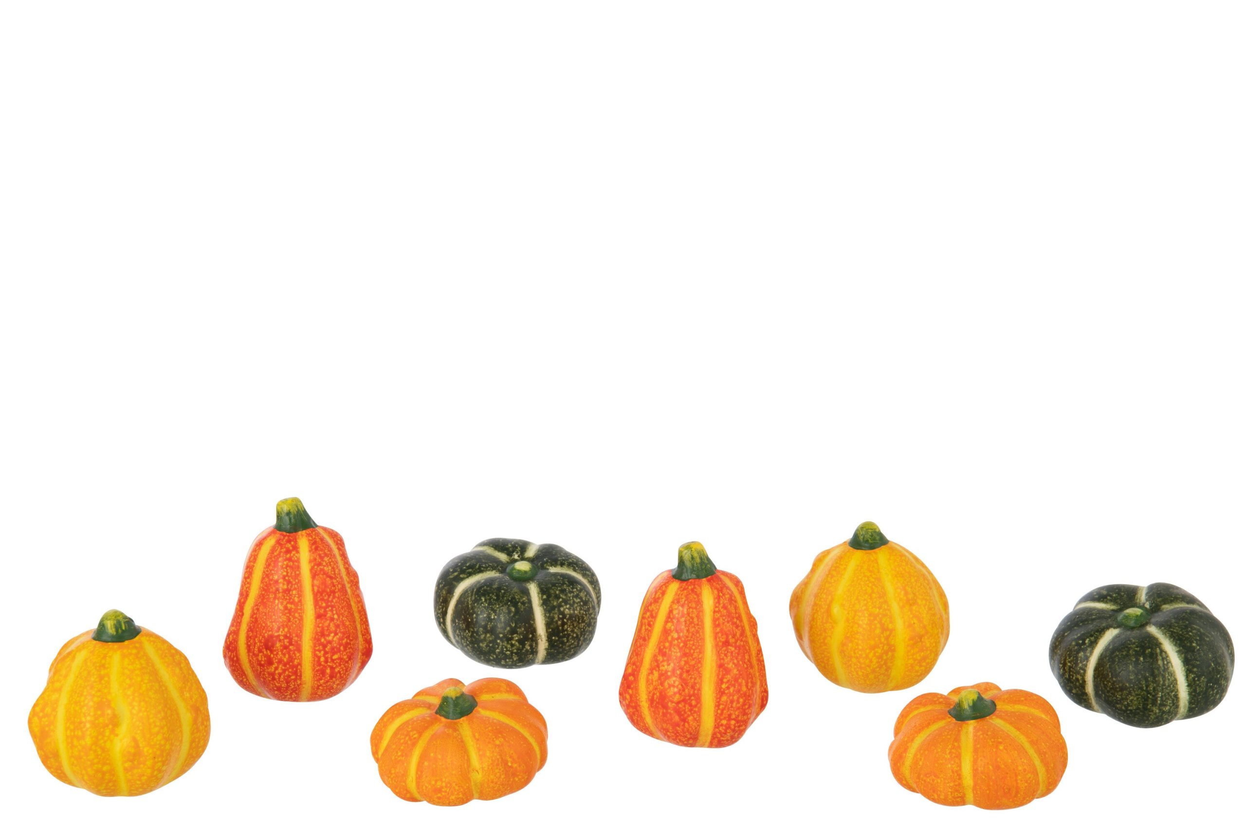 J-Line decoratie Pompoen - keramiek - mix - doos van 8