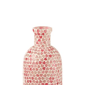 J-Line vaas Hart Mozaiek – glas – roze – large – Ø 10.5 cm