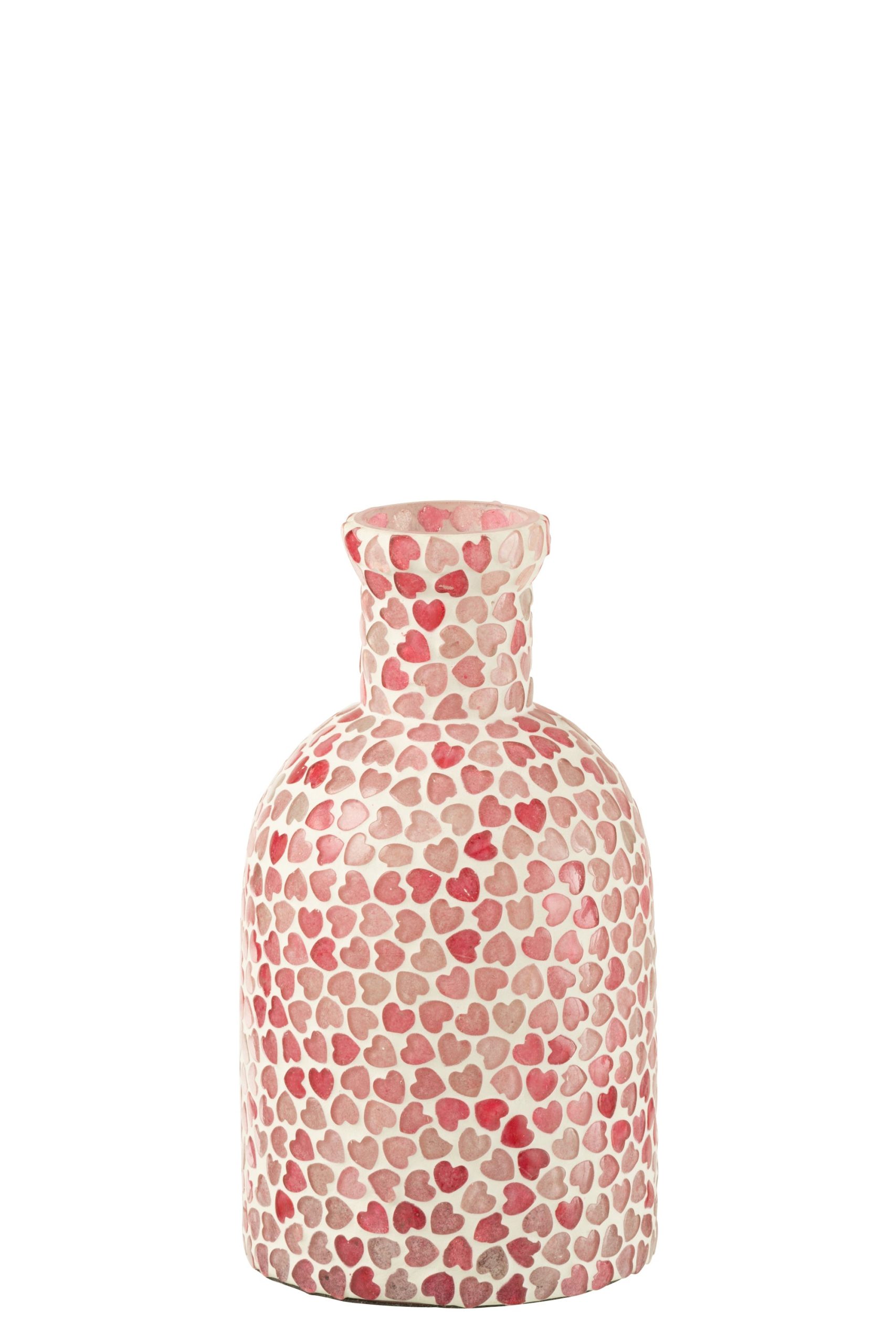 J-Line vaas Hart Mozaiek - glas - roze - large - Ø 10.5 cm