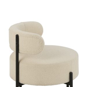 J-Line loungestoel Bouclé – multiplex/polyester – wit/zwart