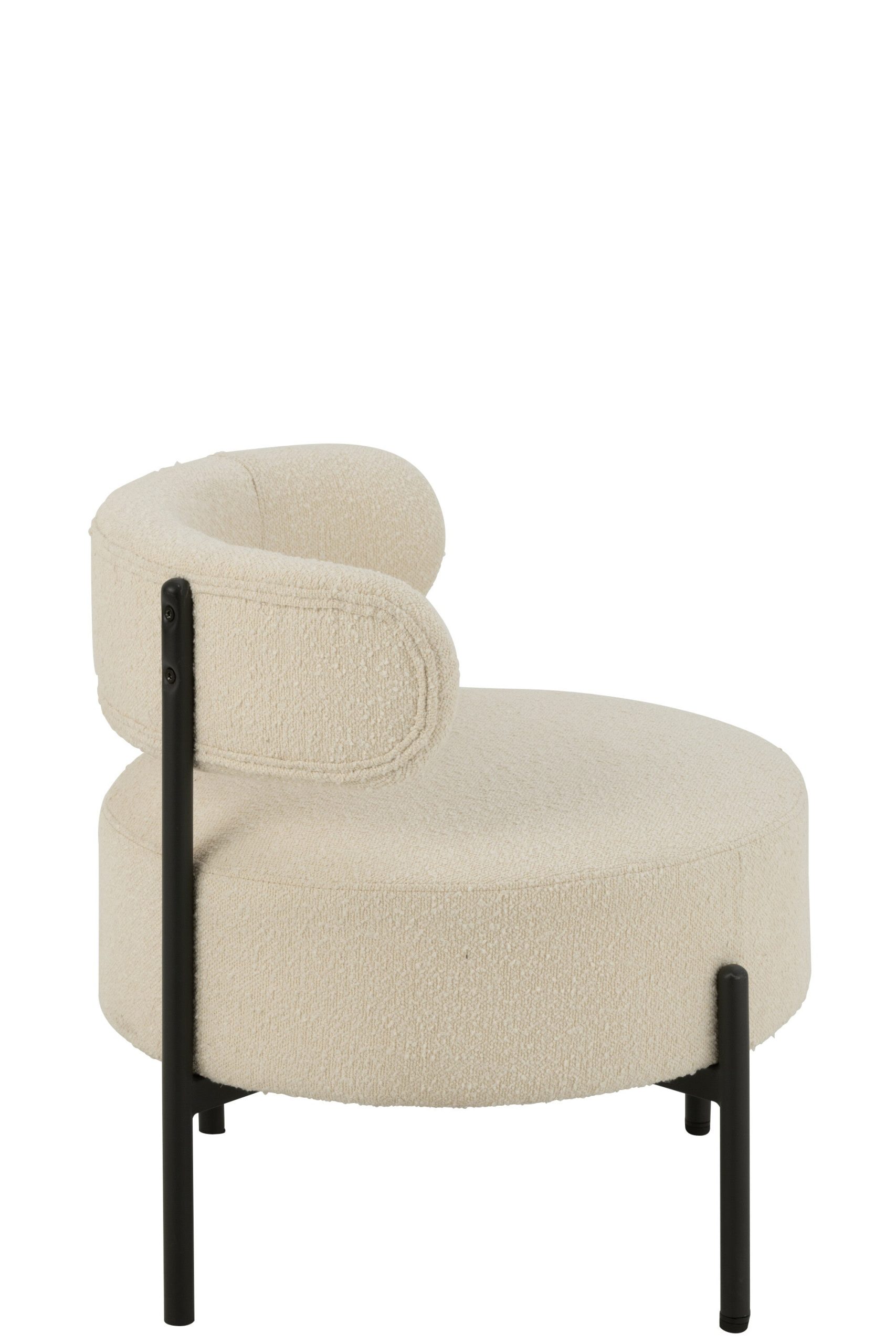 J-Line loungestoel Bouclé - multiplex/polyester - wit/zwart