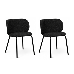 Furnhouse eetkamerstoel Nanna – Zwart – Stof (Bouclé) – Set van 2