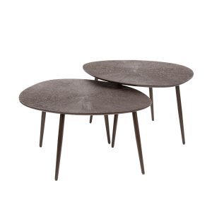 Giga Meubel Salontafel Brown Ray Metal – Bruin Metaal – Set van 2