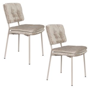 Housecraft Living Franck Eetkamerstoelen Velours Beige – Set van 2