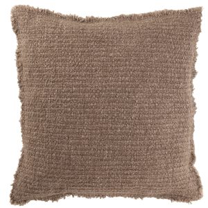 J-Line kussen Gerafelde Randen – katoen/polyester – taupe