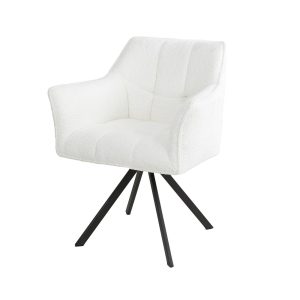 Giga Meubel Eetkamerstoel Raster – Wit Bouclé – Draaibaar – Set van 2 Giga Meubel Eetkamerstoel Raster – Wit Bouclé – Draaibaar – Set van 2