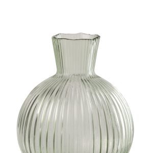 J-Line vaas Bal Geribbeld – glas – transparant/groen – small