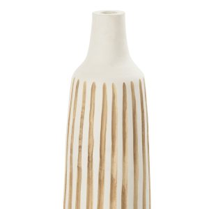 J-Line vaas Ying – hout – wit – medium – 45 cm hoog