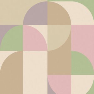 ESTAhome fotobehang cirkels in Bauhaus stijl groen, roze en bruin – 2.