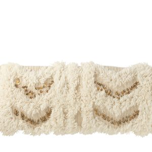 J-Line kussen Rechthoek Pijlen Pailletten – wol/katoen – creme/goud
