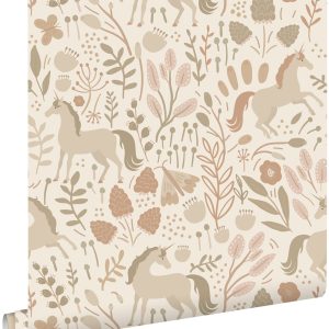 ESTAhome behang unicorns beige en terracotta roze – 53 cm x 10.05 m – ESTAhome behang unicorns beige en terracotta roze – 53 cm x 10.05 m –