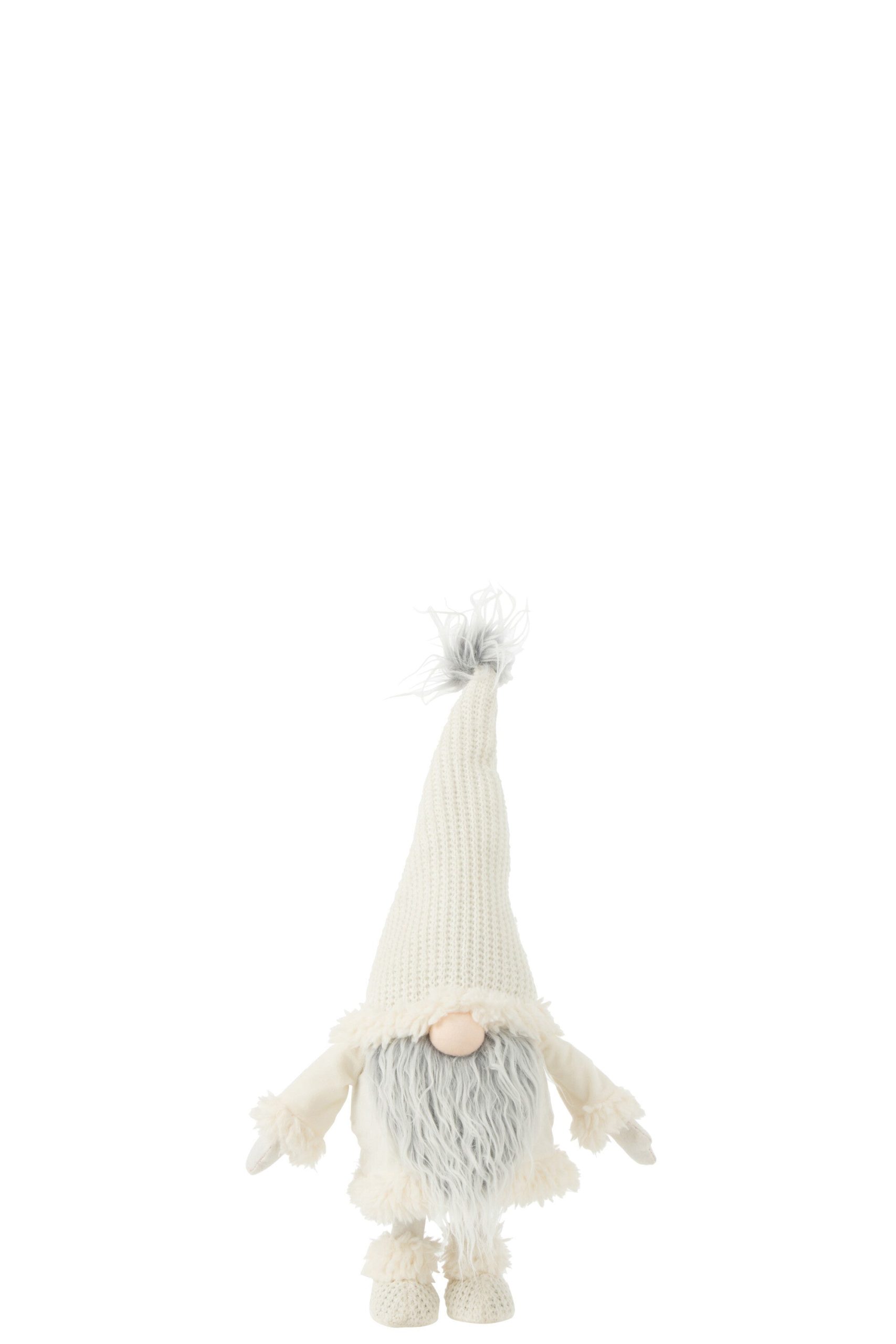 J-Line figuur Kabouter Grijze Baard - textiel - wit