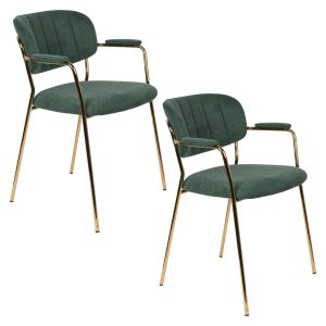 Housecraft Living Jolien Eetkamerstoelen Armleuning Goud/Donkergroen – Housecraft Living Jolien Eetkamerstoelen Armleuning Goud/Donkergroen –